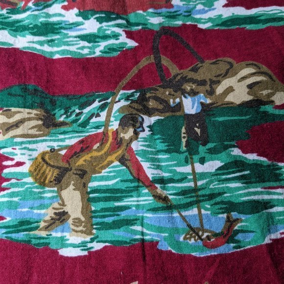 VINTAGE Mens PUNCH Red Hunting Fishing Camping Novelty Long Sleeve Button Down L - Picture 4 of 7